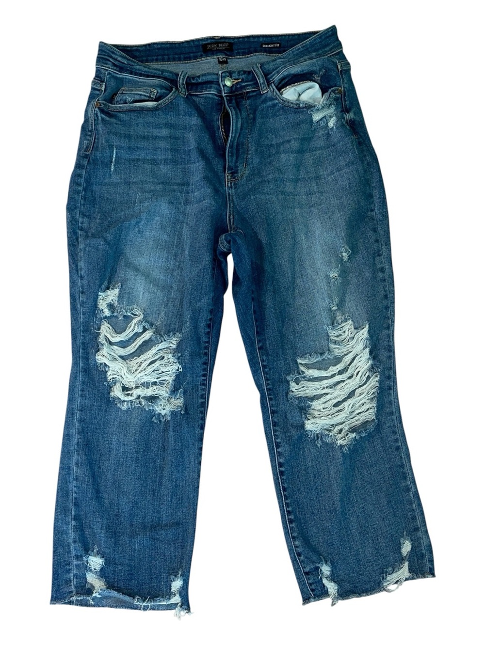 Judy Blue 16w Straight Distressed Denim Cropped Jeans